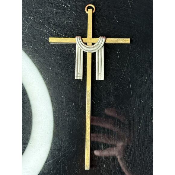 JCC Hanging Pewter and Sterling Cross - with Silver Vestment - Made in 2000 - Picture 1 of 11